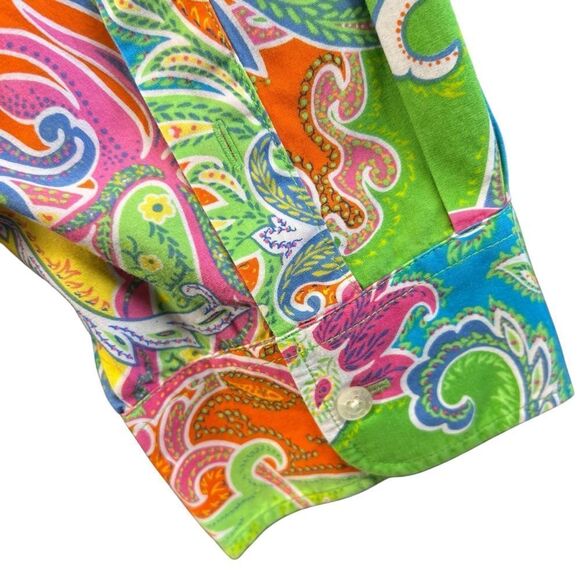 3x xxxl Lauren Ralph Lauren Multi Color Paisley Pattern Button Down Shirt cotton - Picture 10 of 16